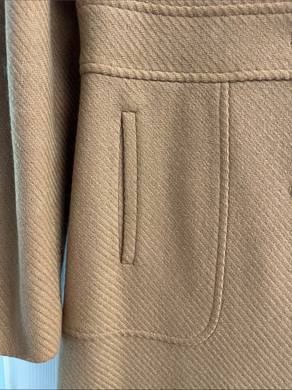 Womens Camel Wool-Blend Coat - Classic Tailored Style - Picture 2 of 7